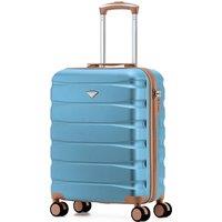 Flight Knight Lightweight Travel Suitcase 55x40x20cm | Hard Shell Carry On Luggage in Light Blue | Size: Cabin