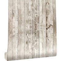 NESTLUNE 6m Rustic Wood Plank Wallpaper Self Adhesive Vinyl Wrap in Grey | Size: 100 cm x 15 cm