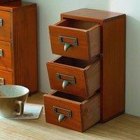 PAWNORA Office Desk Storage 3 Drawers in Brown