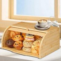 EONLION Bamboo Bread Box Countertop Loaf Bread Storage Bin in Brown | Size: 100 cm