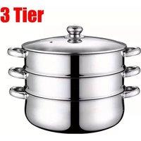 FLAVORA 3 Layers-Stainless Steel Steamer in Silver | Size: 0.6m2