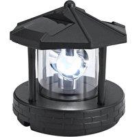 FLAVORA LED Solar Powered Lighthouse, 360 Degree Rotating Lamp in Black
