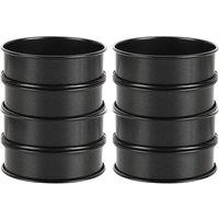PAWNORA 8 Pack 4 Inch Stainless Steel Crumpet Muffin Rings Baking in Black