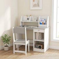 STILVORA Kids Desk & Chair Set with Storage in Grey