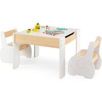 VOGREX Kids Table & Chairs Set Reversible Blackboard in White