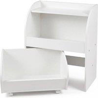 VOGREX White Kids Toy Storage Shelf 2 Tier with Rolling Drawer for Playroom
