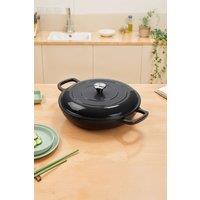 Living and Home 3.2L Enameled Cast Iron Pot Rust-resistant Cookware with Lid in Black