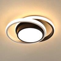 Pheashine Black White Dual-Ring LED Ceiling Light, 36W 3000K Warm Light, 27cm