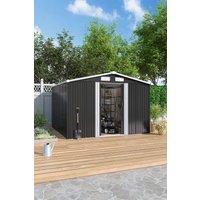 H&O Direct Outdoor Metal Garden Tool Storage Shed in Black