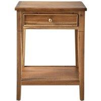 Signature RIVOLI Bedside Table With 1 Drawer In Aged Solid Acacia Wood in Dark Brown