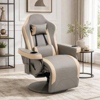 STILVORA Recliner Armchair with Footrest & Cup Holder in Grey