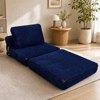 STILVORA 3 in 1 Floor Sofa Bed with Side Pockets & Non-Slip Base in Blue
