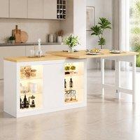 STILVORA Extendable Dining Table with Storage & LED in White
