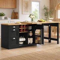 STILVORA Extendable Dining Table with Storage, Black