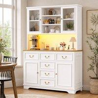 STILVORA Tall Kitchen Cabinet with LED Lighting in White