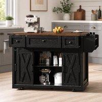 STILVORA Kitchen trolley with extendable worktop & storage in Black