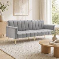 STILVORA 2-Seater Sofa Bed with Adjustable Backrest, Grey Velvet