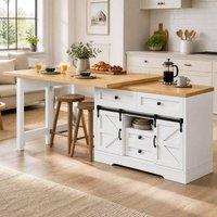 STILVORA Extendable Dining Table with Storage, White