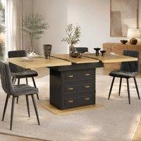 STILVORA Extendable Dining Table with Drawers & Storage in Black