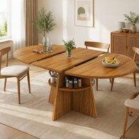 STILVORA Extendable Dining Table with Storage, Dark Brown
