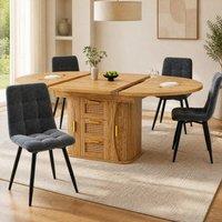STILVORA Extendable Dining Table with Storage in Natural