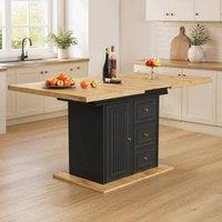 STILVORA Black Extendable Dining Table with Storage