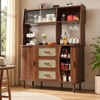 STILVORA Walnut Sideboard with Glass Sliding Doors