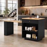 STILVORA Extendable bar table with storage & LED in Black