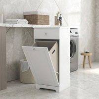 STILVORA Laundry Cabinet with Pull-Out Hamper White