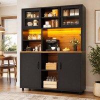 STILVORA Black Cabinet with LED Lighting & Sliding Doors