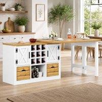 STILVORA White Extendable Dining Table with Sideboard