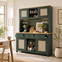 STILVORA Tall Storage Cabinet with Drawers & Lighting in Green