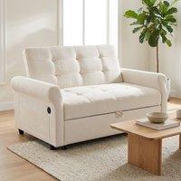 STILVORA 2-Seater Sofa Bed with USB & Type-C, Off-White
