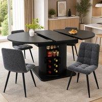 STILVORA Extendable Dining Table with Storage in Black