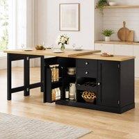 STILVORA Extendable Dining Table with Drawers, Black