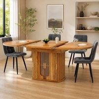 STILVORA Extendable Dining Table with Storage, Brown