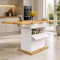 STILVORA Extendable Dining Table with Storage, 110-140 x 80 cm in White | Size: 140 x 80 cm