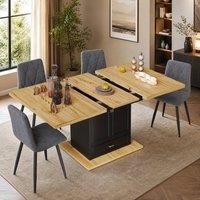 STILVORA Extendable Dining Table with Storage & Metal Mechanism in Black