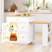 STILVORA Extendable Bar Table with Storage & LED Lighting in White
