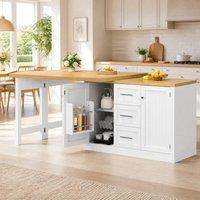 STILVORA Extendable Dining Table with Storage, White