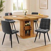 STILVORA Extendable Dining Table with Storage in Brown