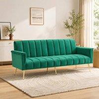 STILVORA 2-Seater Sofa Bed with Adjustable Backrest in Green Velvet