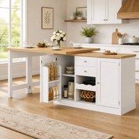 STILVORA Extendable Dining Table with Storage, White
