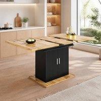 STILVORA Extendable Dining Table with Storage, Black