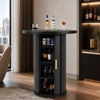 STILVORA Black Bar Table with Storage