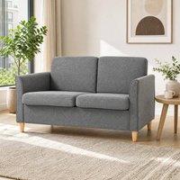 STILVORA 2 Seater Sofa Grey with Wooden Legs