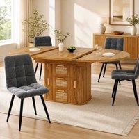 STILVORA Extendable Dining Table with Storage in Brown