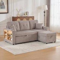 STILVORA Sofa Bed with Storage, USB-C & LED Lighting in Grey