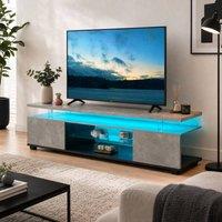 STILVORA TV Stand with LED & Storage in Grey & Black