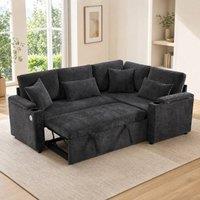 STILVORA L-Shaped 4-5 Seater Sofa Bed with Storage & USB in Grey